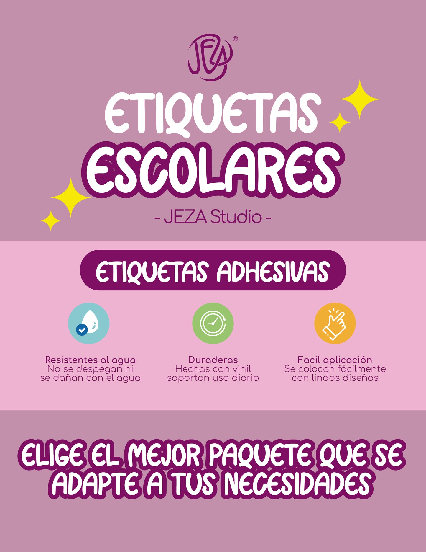 Paquete 3 Etiquetas escolares