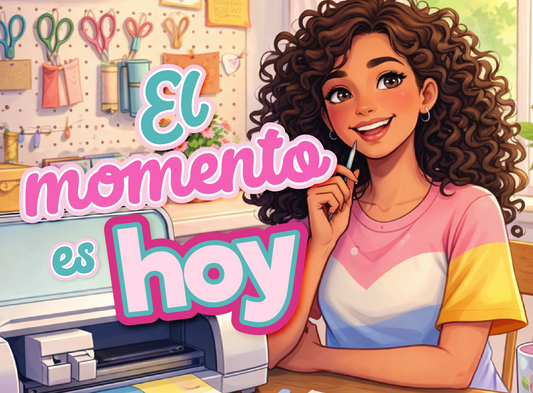 Mujer feliz porque usa su cricut hoy