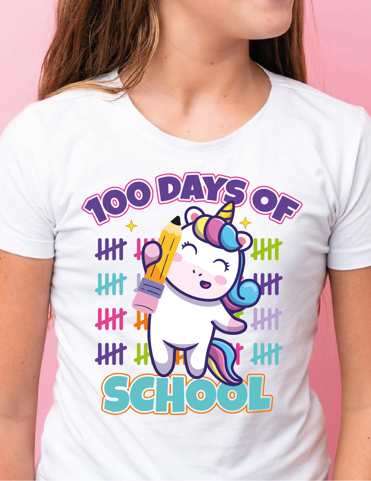 100 Days of school unicorn T shirt Design