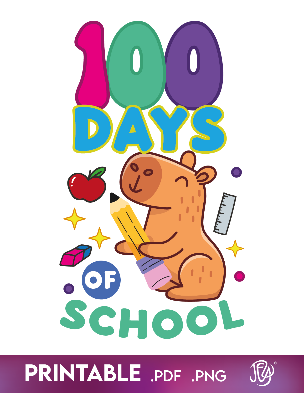 100 Days smarter Capybara 2 T shirt Design