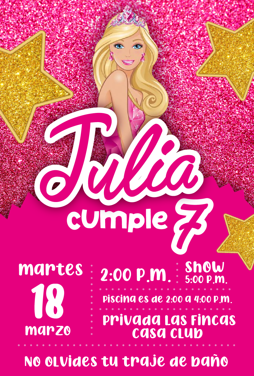 Diseño de invitación Barbie