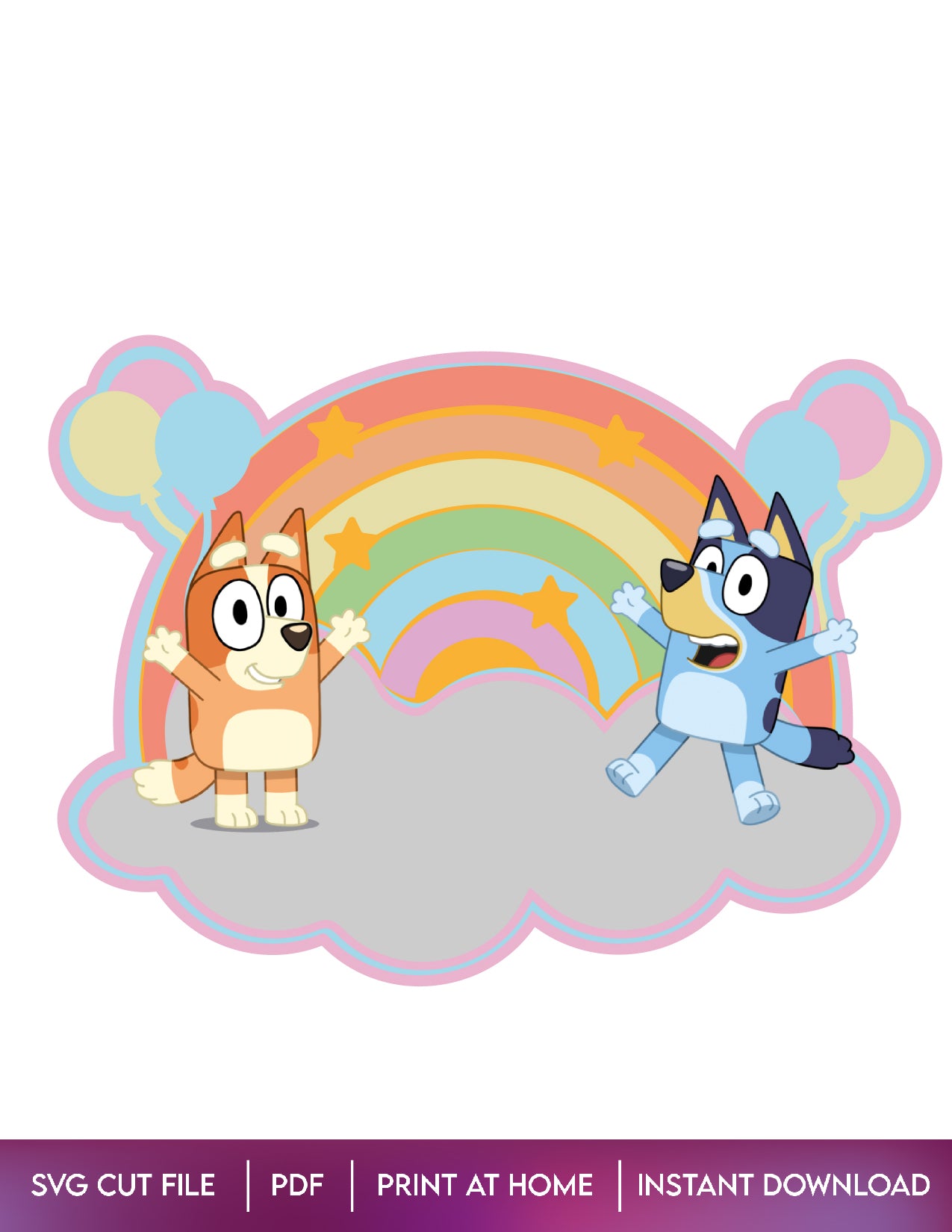 Blue dog Rainbow Cake Topper Design