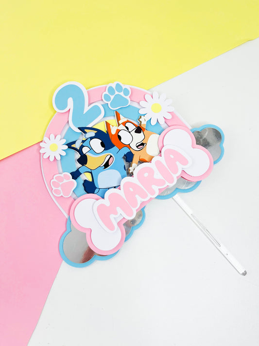 Bluey Arcoiris Diseño Cake Topper