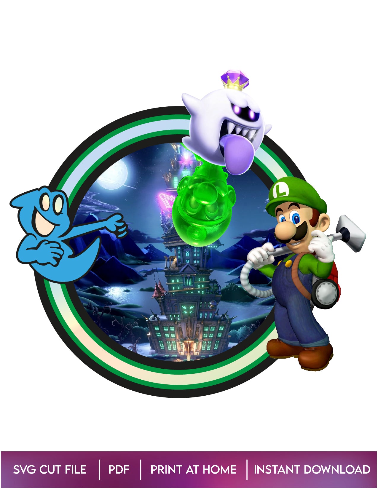 Luigis Mansion Cake topper Design