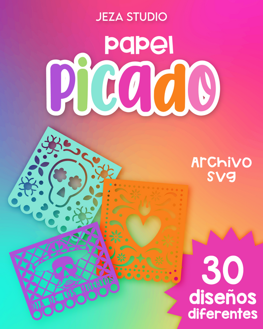Archivo de Papel Picado para Plotter — 30 Diseños