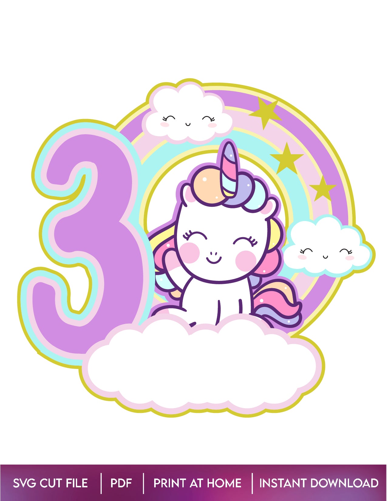 Unicornio 3 Cake Topper Design