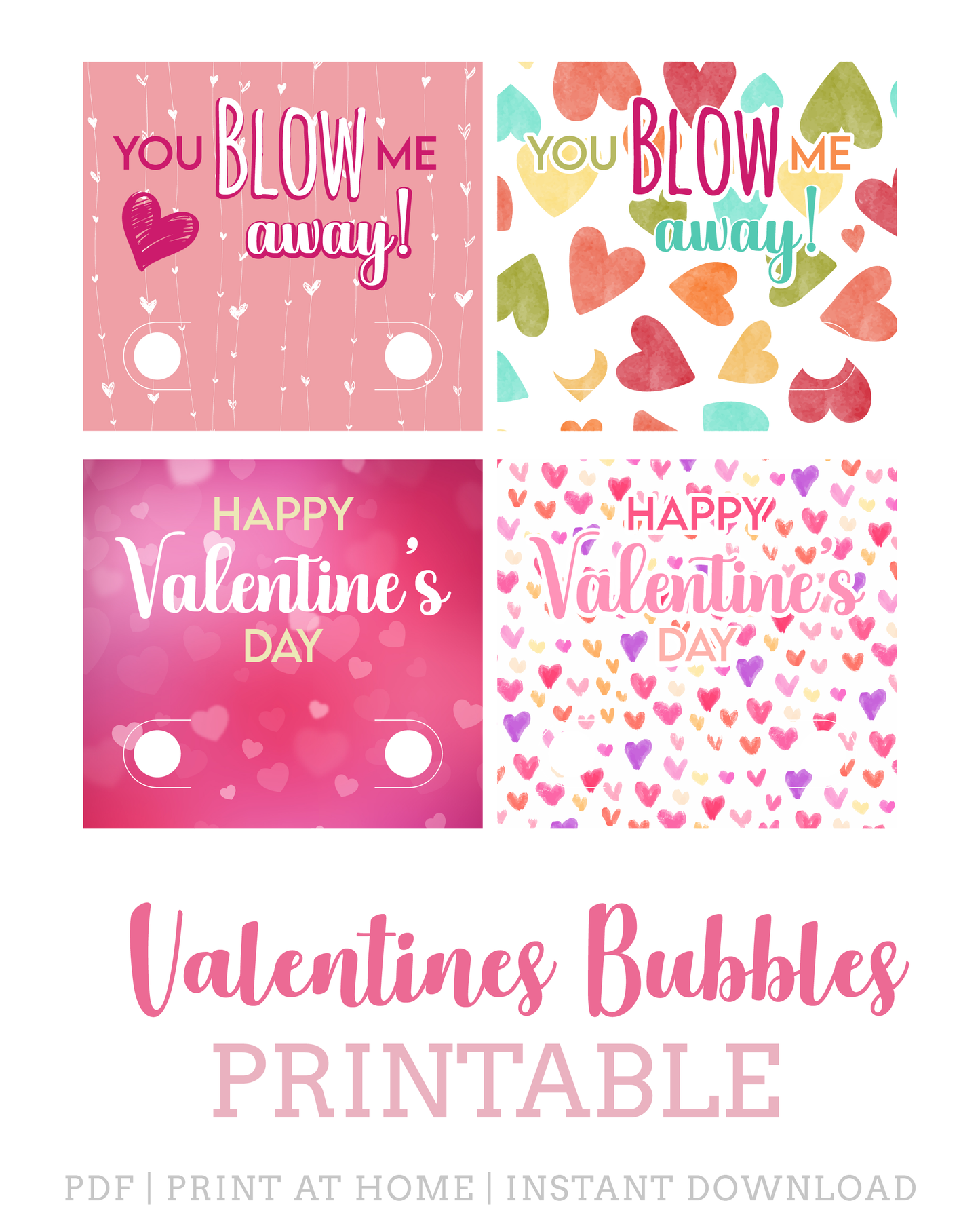 Bubble Card Valentines printable