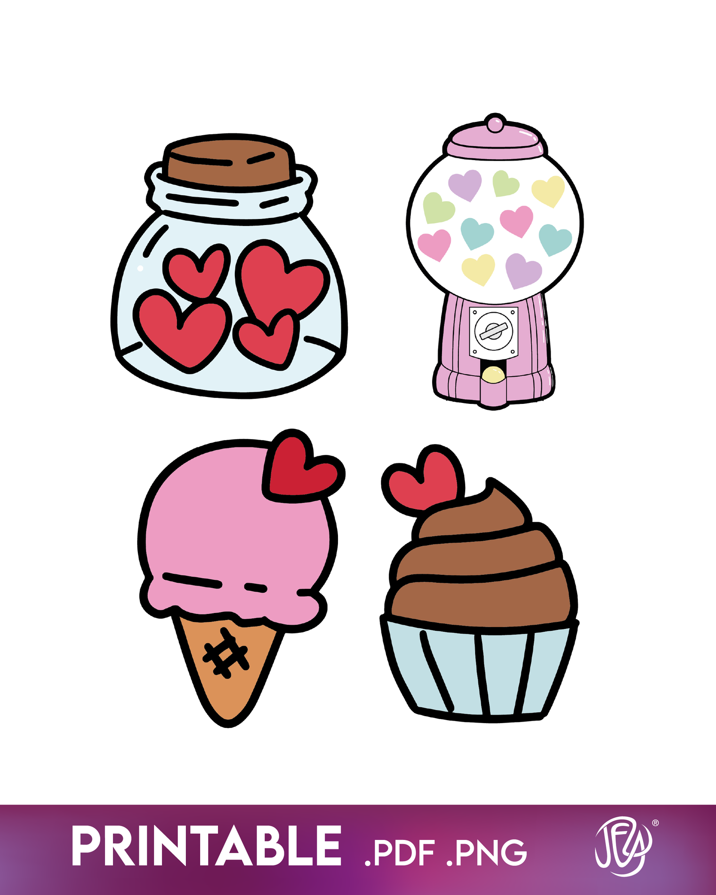 💌 Tarjetas imprimibles de San Valentín de dulces